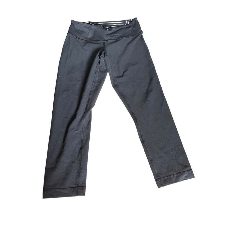 Lululemon Wunder Under Crop *Black / Wi14 Quilt 3* Size 4